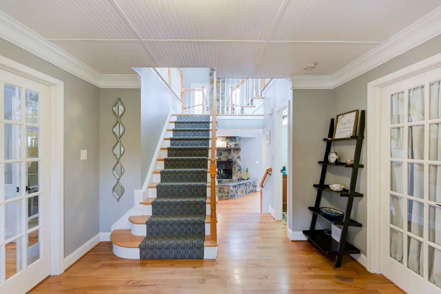 This staircase leads to the upper floor.