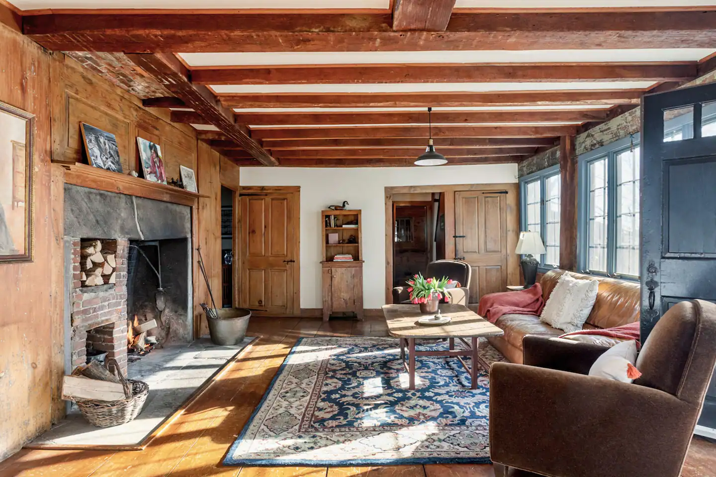 Sitting room with fireplace & views of the valley.