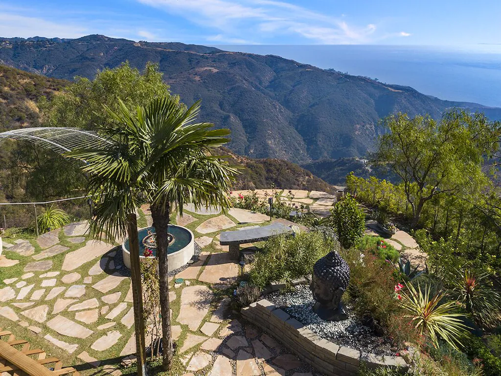 Beautifully landscaped backyard.