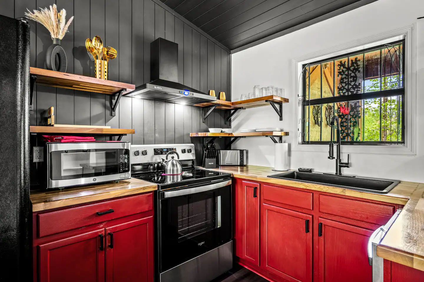 Fully-stocked kitchen.