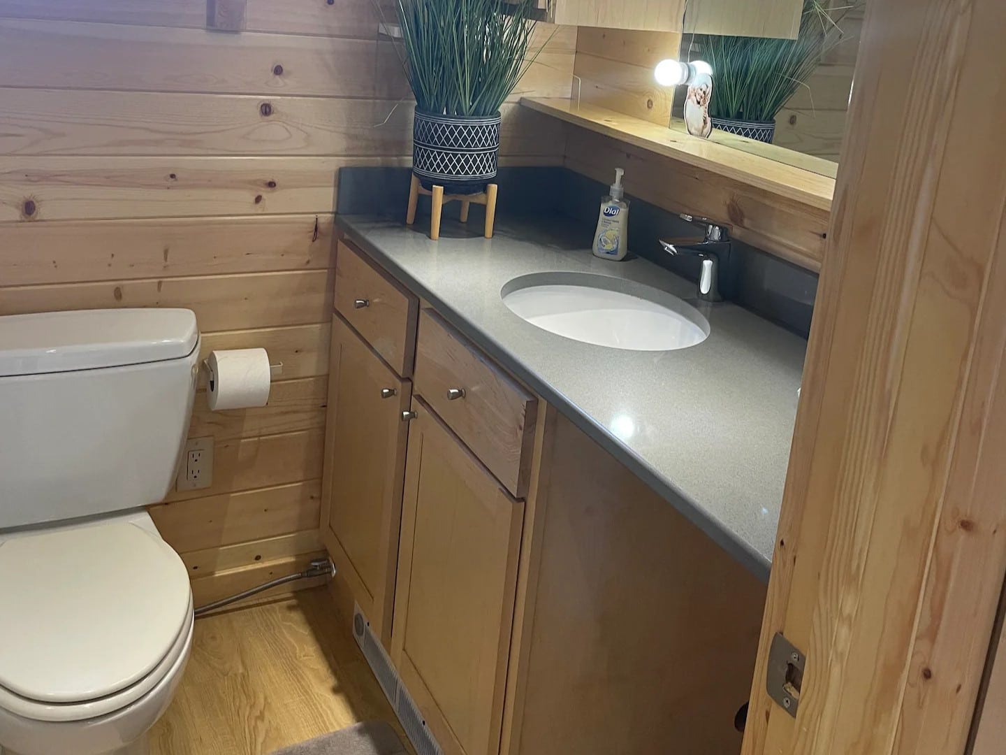 There's a full bathroom shower toilet sink etc.