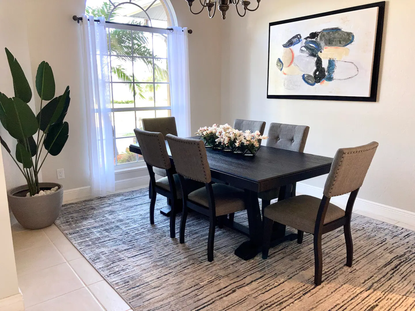 Formal dining area- seats 8 with the extra chairs. All new!
