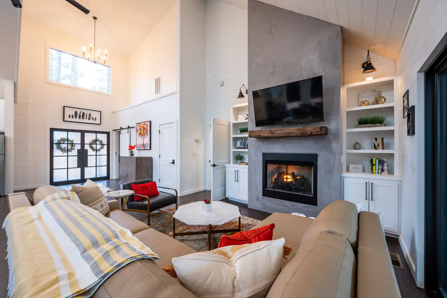 Snuggle up for a good movie or cheer on your favorite team