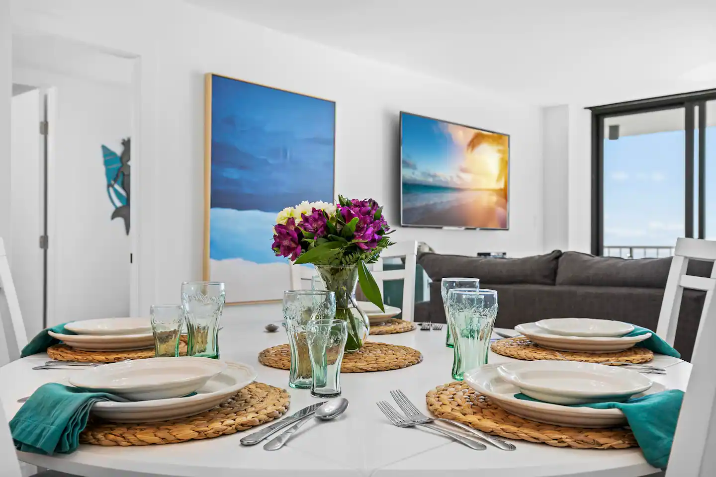 If you choose to dine inside rather than on the balcony, enjoy the beautiful coastal design