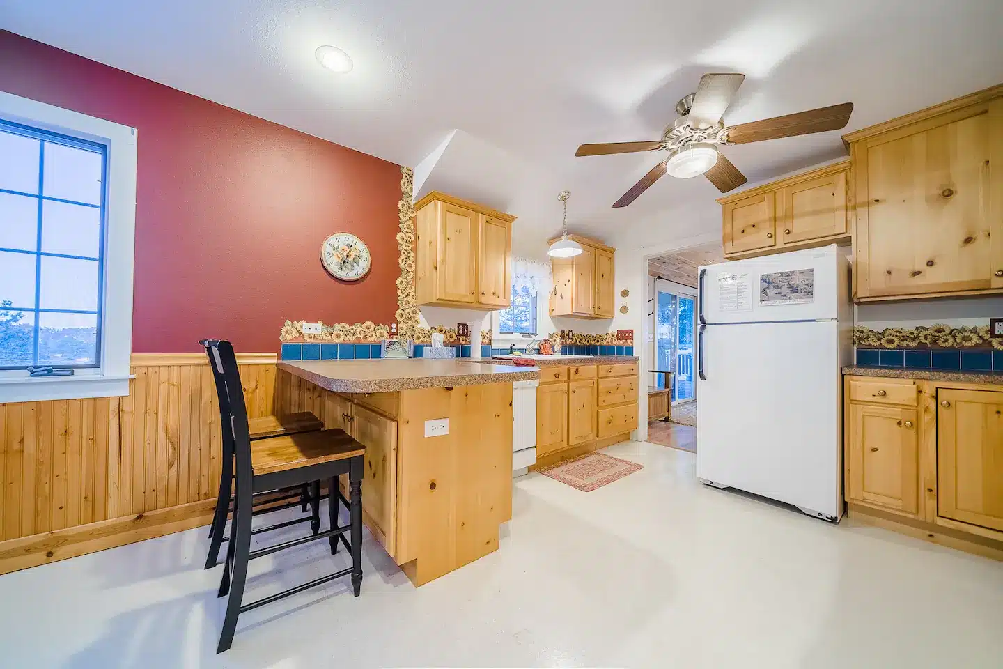 A view of our kitchen, which is fully stocked with many amenities.