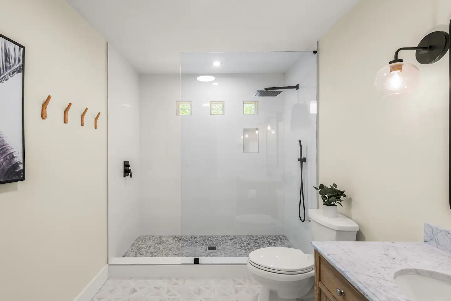 Full bathroom with shower.