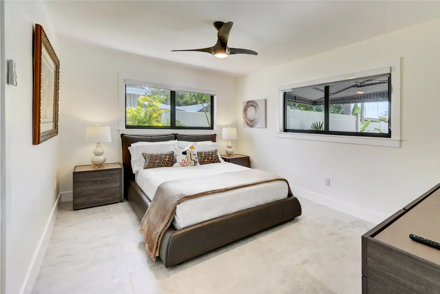 First bedroom has a queen-sized bed.