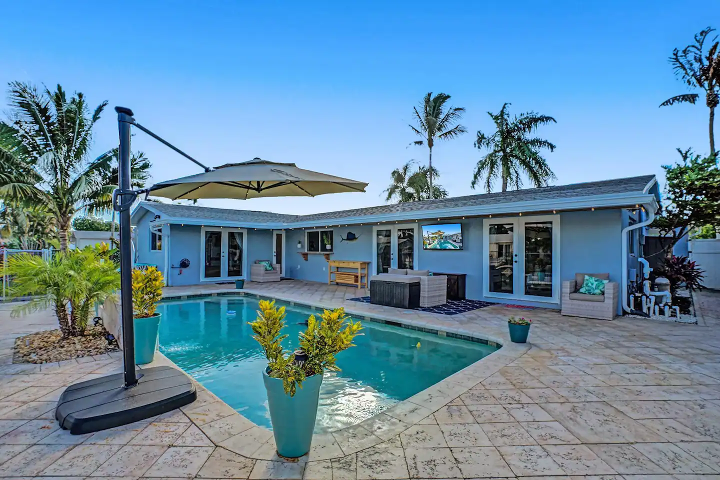 Large 30x15 HEATED pool! 50" outdoor TV to watch the big game from the pool.