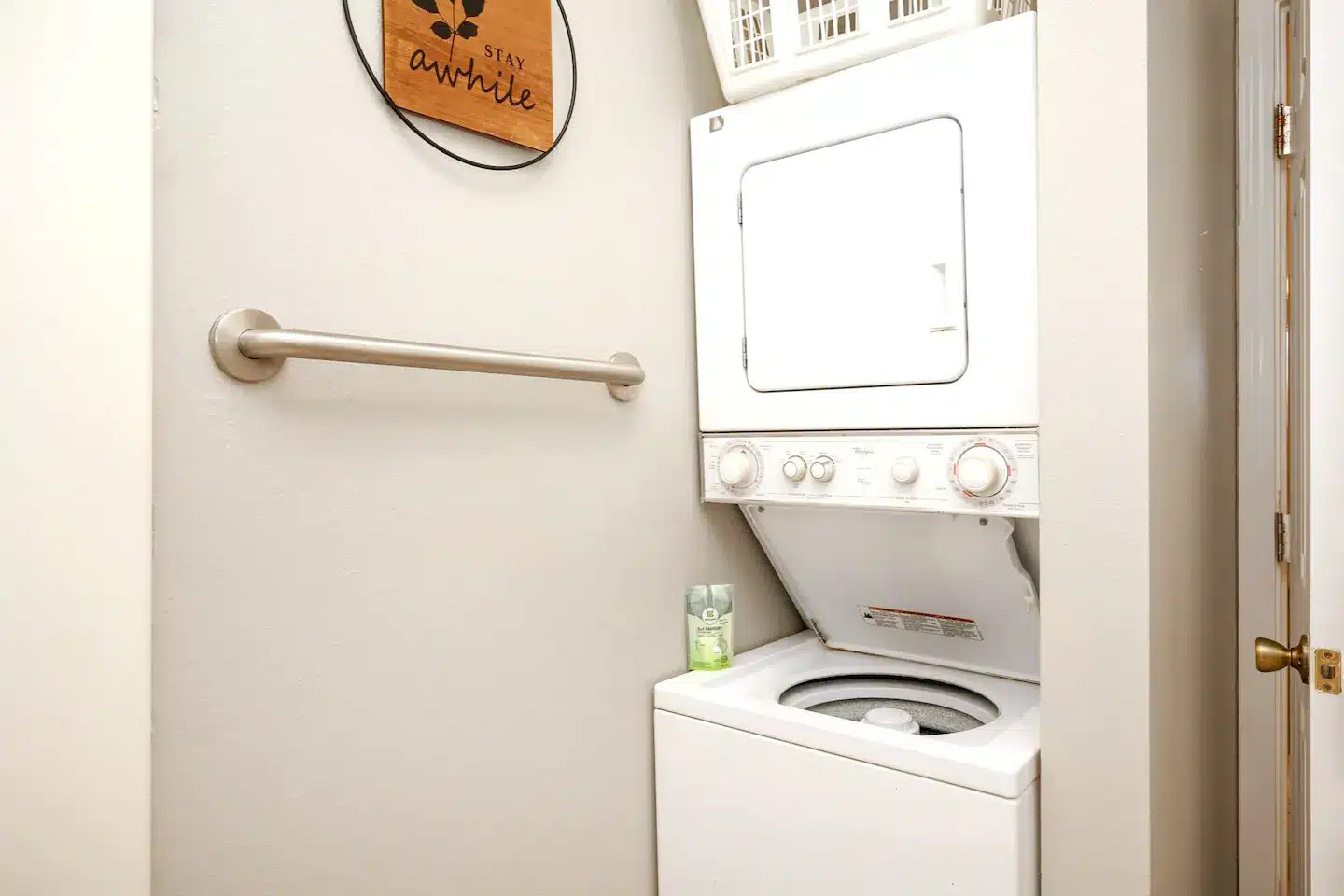 The condo has everything you need, including a courtesy dishwasher detergent and laundry detergent.