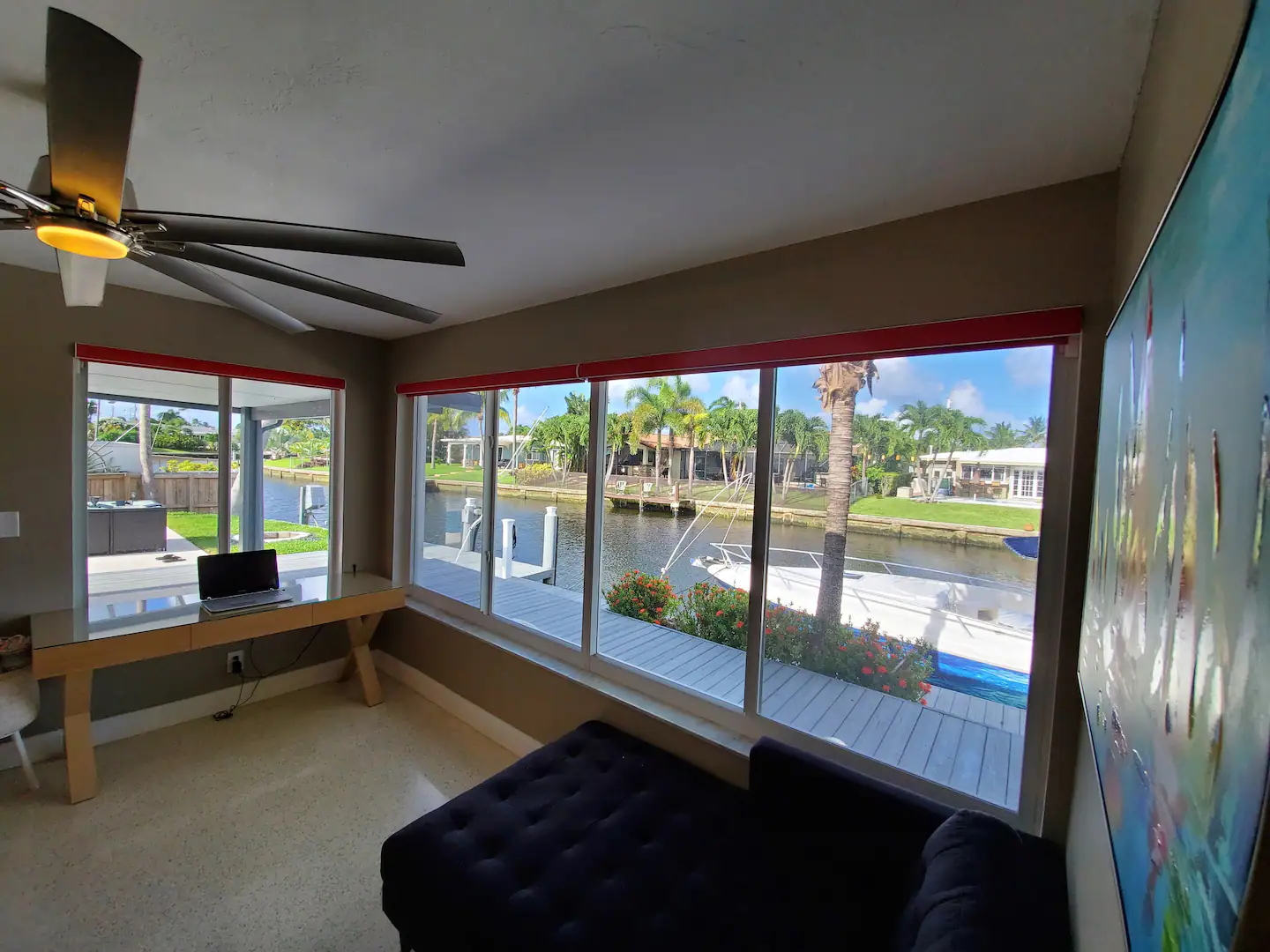 Reading area & secondary office space overlooking the waterway